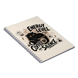 Espiral Caderno Preto de Gato Introvertido Engraçado