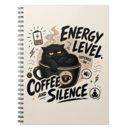 Espiral Caderno Preto de Gato Introvertido Engraçado
