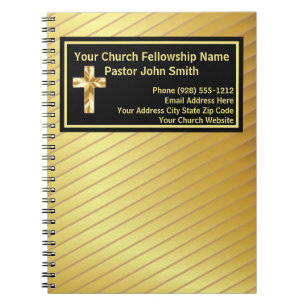 Espiral Caderno preto e dourado Pastor da Igreja