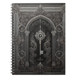 Espiral Caderno preto estilo cótico