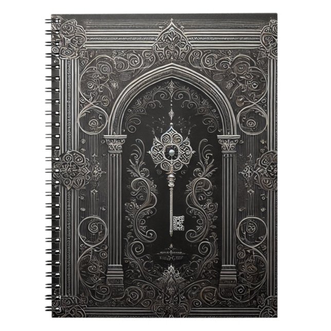 Espiral Caderno preto estilo cótico (Frente)
