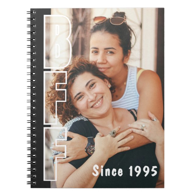 Espiral Caderno Preto Ilusão de Foto de Amiga desde o Ano  (Frente)