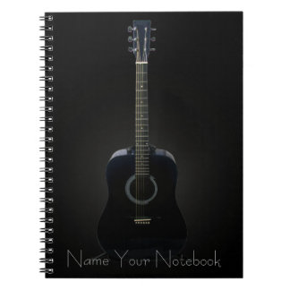 Espiral Caderno preto personalizado da música da guitarra