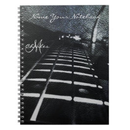 Espiral Caderno preto personalizado da música da guitarra