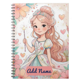 Espiral Caderno Princesa Floral – Nome Editável