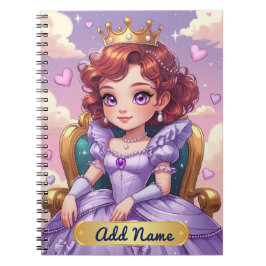 Espiral Caderno Princesa Roxa – Nome Editável