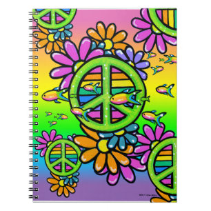Espiral Caderno psicadélico do Hippie da flor da paz do