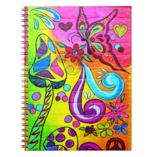 Espiral caderno psicadélico groovy do amor do cogumelo