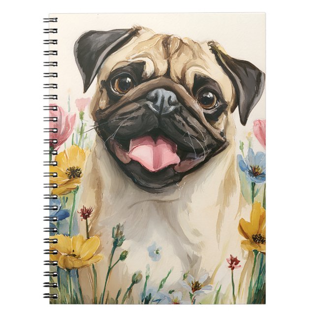 Espiral Caderno Pug – Aquarela (Frente)