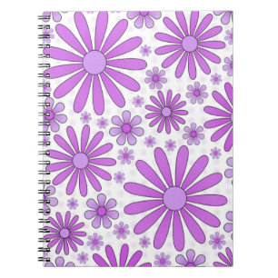 Espiral Caderno Purple Flower Power em Branco