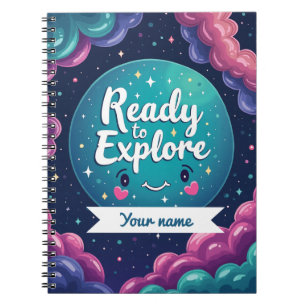Espiral Caderno Redemoinho da Galáxia com Nome Editável