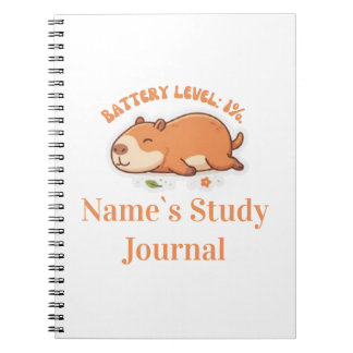 Espiral Caderno Retro Capivara Nível de Bateria 1%