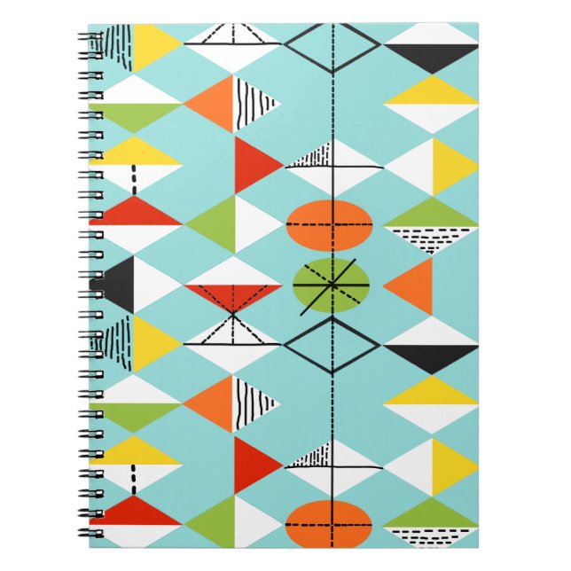 Espiral Caderno retro do teste padrão do Harlequin (Frente)
