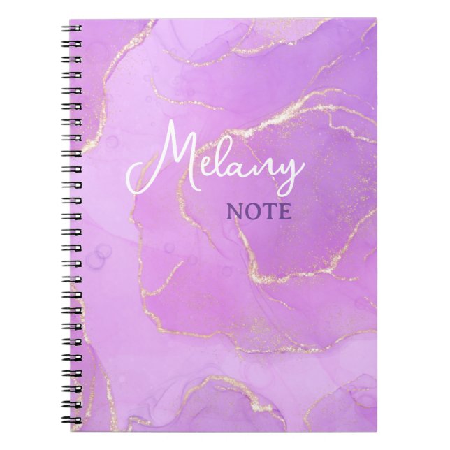 Espiral Caderno rosa e violeta com nome (Frente)