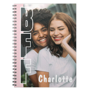 Espiral Caderno Rosa Ilusão de Foto BFF Personalizado