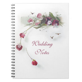 Espiral Caderno roxo das ervilhas doces do vintage