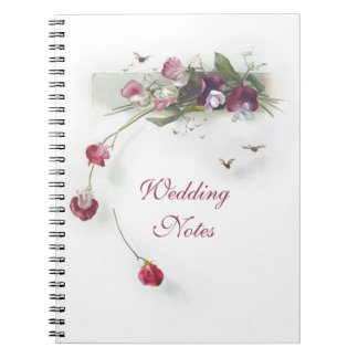 Espiral Caderno roxo das ervilhas doces do vintage