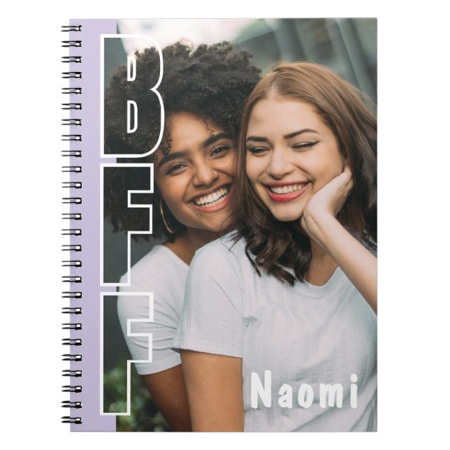Espiral Caderno Roxo de Ilusão de Foto Personalizada de BF (Frente)