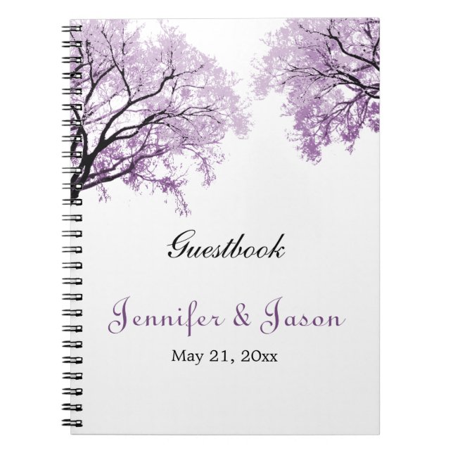 Espiral Caderno roxo Pastel das árvores - Guestbook (Frente)