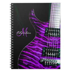 Espiral Caderno roxo personalizado da música da guitarra