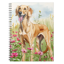 Caderno – Saluki Aquarela Amante de Cachorros Diár