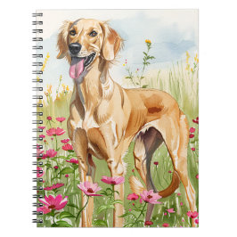 Espiral Caderno – Saluki Aquarela Amante de Cachorros Diár