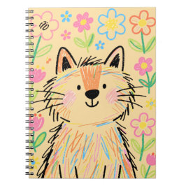 Espiral Caderno Scribble Cat Soft Cream Yellow