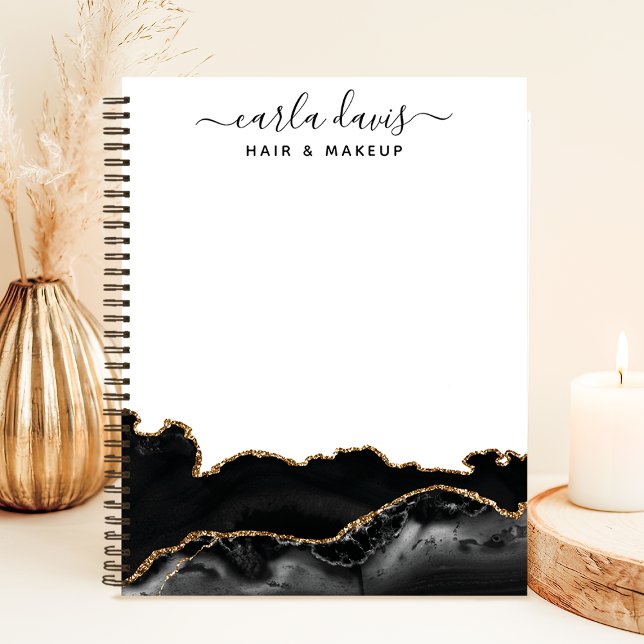 Espiral Caderno Signature Script Agate Preto e Mármore Dou (Criador carregado)