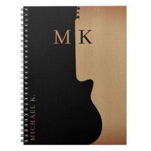 Espiral Caderno Silhueta de Guitarra Madeira Bege Monogram
