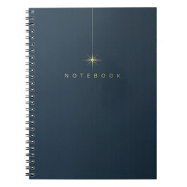 Espiral Caderno Simples Azul Oceano & Dourado Bonito