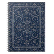 Caderno Tapete Floral Persa Azul Marinho