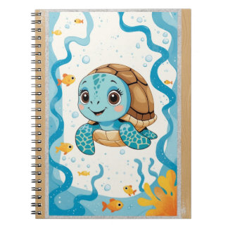 Espiral Caderno Tartaruga Fofa, Diário Tema Oceano, Kawaii