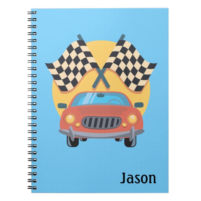 Espiral Caderno Temático de Corrida de Carros (Frente)