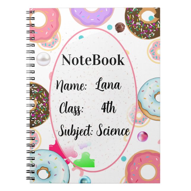 Espiral Caderno temático de estética de donut (Frente)