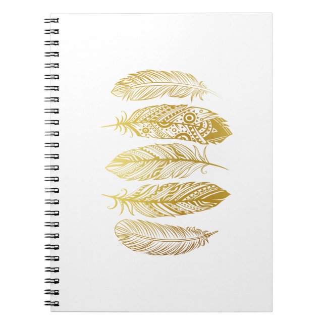 Espiral Caderno tribal do impressão da pena Dourado do (Frente)
