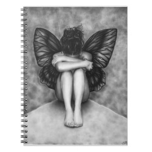 Espiral Caderno triste da menina da borboleta