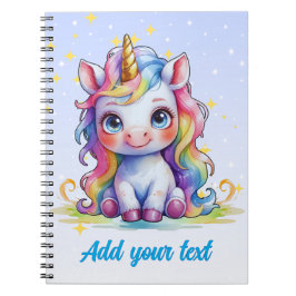 Espiral Caderno Unicórnio Azul Bebê – Nome Personalizado
