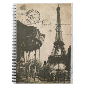 Espiral caderno velho do cartão de Paris