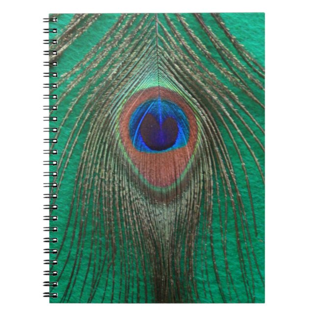 Espiral Caderno verde da pena do pavão (Frente)