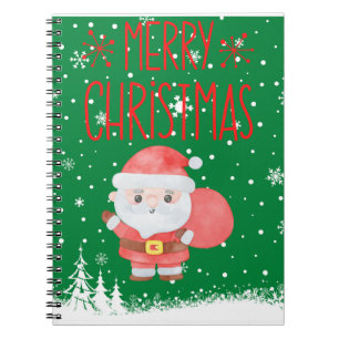 Espiral Caderno Verde do Papai Noelzinho Fofo
