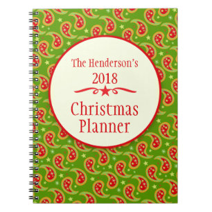 Espiral Caderno verde do planejador do Natal da família d