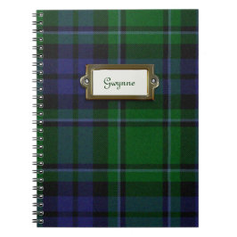 Espiral Caderno verde e azul da xadrez de Tartan