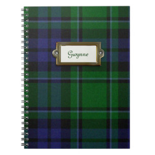 Espiral Caderno verde e azul da xadrez de Tartan