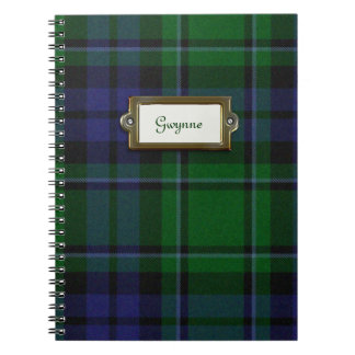 Espiral Caderno verde e azul da xadrez de Tartan
