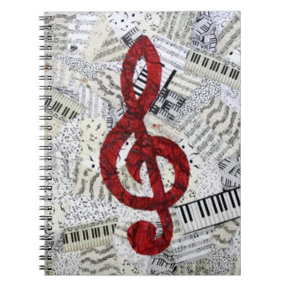 Espiral Caderno vermelho da música do Clef de triplo