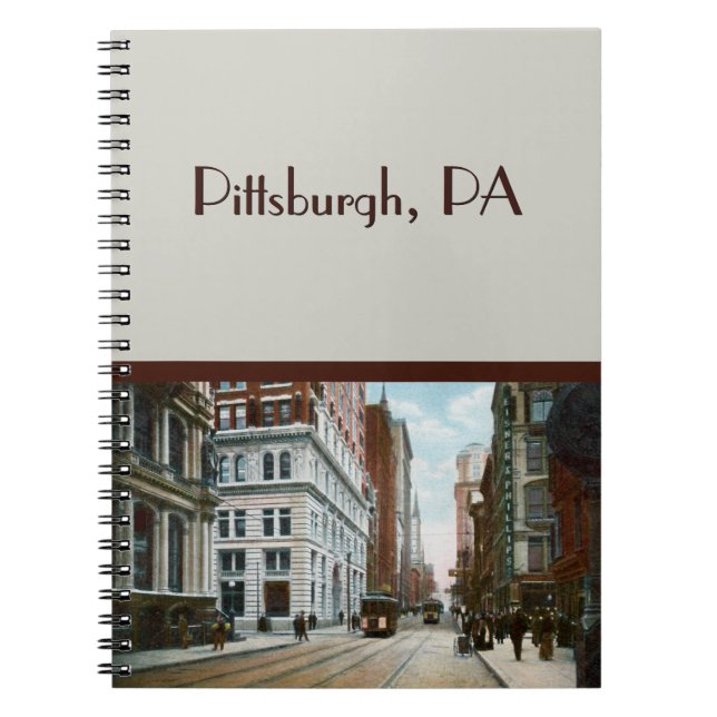 Espiral Caderno Vintage Downtown Pittsburgh (Frente)