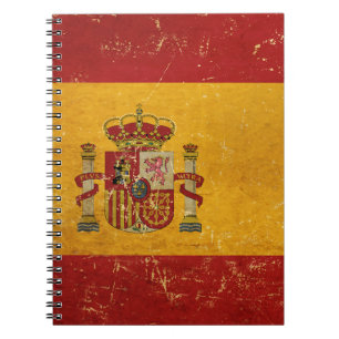 Espiral Caderno Vintage Grunge Bandeira Espanhola