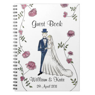 Espiral Caderno Wedding personalizado do livro de hóspede