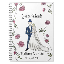 Espiral Caderno Wedding personalizado do livro de hóspedes