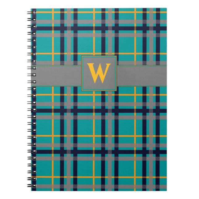 Espiral Caderno Xadrez Azul e Laranja (Frente)